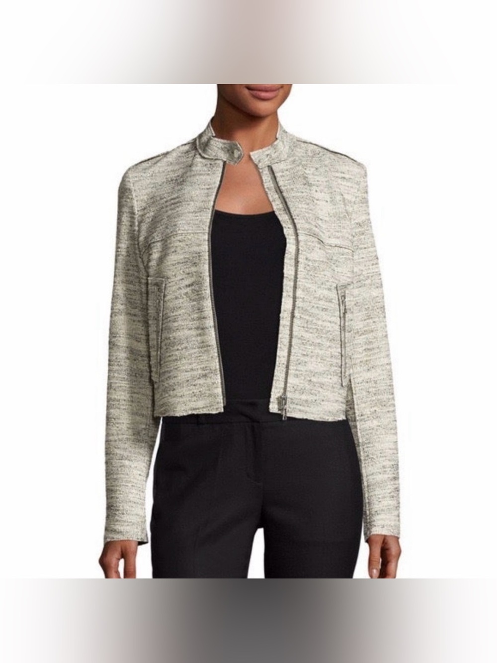 Theory Bavewick K Branson Tweed Moto Jacket, size S